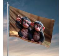 Decorazioni per porta della camera da letto, due scimmie carine che fanno segni di pace, bandiera accessori per la stanza da uomo per uomini (152 x 244 cm)