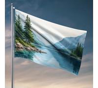 Decorazioni per porta della camera da letto, montagna, lago, riflessioni nella natura, bandiera accessori per la stanza da uomo bandiere da uomo (60 x 90 cm)