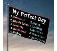 Decorazioni per porta della camera da letto My Perfect Day: Boncap, Bluaid Chide, Liearing, Accleases, Bandiera in bicicletta Decorazioni esterne per cortile camera da letto da uomo (60 x 90 cm)