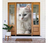 Decorazioni per porte 80 x 180 cm, carino gatto bianco banner sfondo stagionale portico porta segno foto sfondo decorazione per feste per interni ed esterni giardino appeso banner