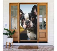 Decorazioni per porte 80 x 180 cm, cucciolo di cane Boston Terrier banner per porta sfondo stagionale portico segno foto sfondo decorazione per feste per interni ed esterni giardino appeso banner