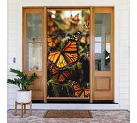 Decorazioni per porte 80 x 180 cm, mucchi di farfalle monarca arancioni banner per porta sfondo stagionale portico segno foto sfondo decorazione per feste per interni ed esterni giardino appeso banner