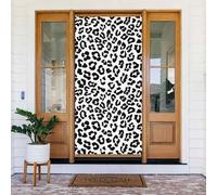 Decorazioni per porte - bianco nero leopardato stampa moda autunno inverno banner porta per davanti, copertura per cartelli primaverili estivi banner da appendere sfondo per esterni interni ed esterni
