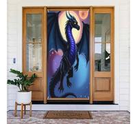Decorazioni per porte - Cool Dragon Black Print No.132 Primavera Estate Striscione per porta anteriore, Autunno Inverno Segnale Copertura Banner Appeso Sfondo per esterni Interni Eve Decorazione da