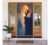Decorazioni per porte - Cool Dragon Moon Print No.484 Banner per porta autunno inverno per davanti, copertura per cartello primaverile estivo da appendere sfondo per esterni e interni, decorazione da