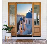 Decorazioni per porte - Cupola blu stampa n. 4 banner per porta autunno inverno per davanti, copertura per cartelli primaverili ed estivi da appendere per esterni e interni, decorazione da parete, 1,8