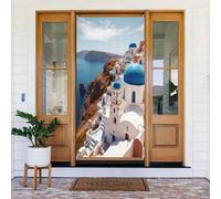 Decorazioni per porte - Cupola blu stampa n. 5 banner per porta autunno inverno per davanti, copertura per cartelli primaverili ed estivi da appendere per esterni e interni, decorazione da parete, 1,8