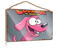 Decorazioni per porte da appendere all'aperto con coraggio il cane codardo poster cartello in legno carino decorazione per bagno (15 x 28 cm)