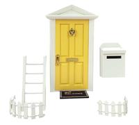 Decorazioni per porte da fata - decorazioni per porte da fata, mini porte in legno per la sala per bambini | 1:12 Porta in miniatura delle bambole con, recinzione, cassetta postale