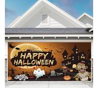 Decorazioni per Porte da Garage di Halloween, Happy Halloween Garage Door Banner Sfondo Horror Night Garage Door Cover Decorazioni per Feste all'aperto Indoor Party Home Yard,Ghost Cemetery,7 x 16 Ft