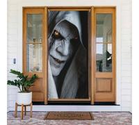 Decorazioni per porte di Halloween, morte, decorazione per casa infestata di Halloween, copertura per porta finestra, 182,9 x 88,9 cm, forniture per feste bomboniere per parete garage