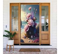 Decorazioni per porte - Elegante stampa floreale sulla spiaggia n. 26 striscioni per porte primaverili ed estive, per la parte anteriore, per autunno e inverno, sfondo da appendere per esterni