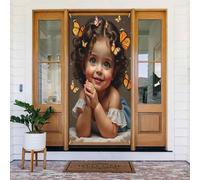 Decorazioni per porte - Graziosa stampa arancione con farfalla n. 567 striscioni per porte anteriori autunnali e invernali, per primavera ed estate, sfondo da appendere per esterni, interni