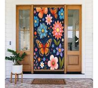 Decorazioni per porte - graziosa stampa botanica con farfalla n. 1038 striscioni per porte primaverili ed estive, per la parte anteriore, autunno inverno, cartello da appendere per esterni e interni