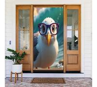 Decorazioni per porte - Graziosa stampa con gabbiano con occhiali n. 4 striscioni per porte per primavera estate per davanti, cartello autunnale invernale, sfondo da appendere per esterni e interni