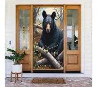 Decorazioni per porte - Kawaii Bear stampa nera n. 148 striscioni per porta autunno inverno per davanti, copertura per cartello primaverile estivo da appendere per esterni e interni, decorazione da