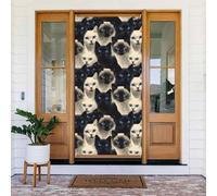 Decorazioni per porte - nero bianco carino stampa gatto autunno inverno banner porta per davanti, primavera estate cartello copertura banner appeso sfondo per esterni interni vigilia forniture