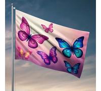 Decorazioni per porte per camera da letto, farfalle colorate in rosa e blu, bandiera per camera da letto, cartello per camera da letto (120 x 180 cm)