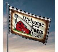 Decorazioni per porte per camera da letto Welcome To Our Farmhouse: A Cozy Barn Scene Flag Camera da letto Bandiere College Room Sign (60 x 90 cm)