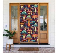 Decorazioni per porte - Primavera Estate Classica Stampa Funghi Blu Striscioni per porta per davanti, Invernale Autunno Segnale Copertura Banner Appeso Sfondo per Esterno Interno Eve Decorazione da