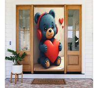 Decorazioni per porte - Primavera Estate Simpatico Orso Cobalto Stampa No.33 Striscione per porta per davanti, Invernale Autunno Cartello Copertura Banner Appeso Sfondo per Esterno Interno Eve