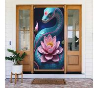 Decorazioni per porte - Primavera Estate Simpatico Serpente Lotus Stampa No.6 Striscioni per porta per davanti, Invernale Autunno Segnale Copertura Banner Appeso Sfondo per Esterno Interno Eve