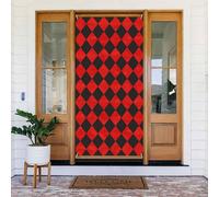Decorazioni per porte - rosso nero stampa arlecchino autunno inverno banner porta per davanti, primavera estate cartello copertura banner appeso sfondo per esterni interni vigilia forniture da parete