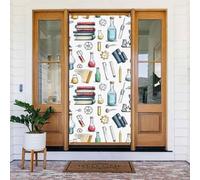 Decorazioni per porte - Science Lab Doodle Pattern (2) Stampa Primavera Estate Striscione per porta anteriore, Autunno Inverno Segnale Copertura Banner Appeso Sfondo per esterni Interni Eve