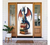 Decorazioni per porte - Simpatica stampa a libro di draghi n. 272 striscioni per porte anteriori autunnali e invernali, per primavera ed estate, sfondo da appendere per esterni e interni, decorazione