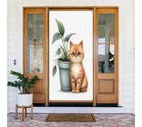 Decorazioni per porte - Simpatica stampa botanica e gatto n. 89 striscioni per porte autunnali e invernali, per la primavera e l'estate, sfondo da appendere per esterni e interni, decorazione da