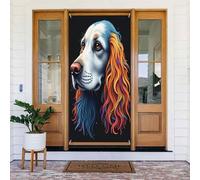 Decorazioni per porte - Simpatica stampa classica con cocker n. 4 striscioni per porte autunnali e invernali, per la primavera e l'estate, sfondo da appendere per esterni e interni, decorazione da