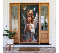 Decorazioni per porte - Simpatica stampa con angelo n. 60 striscioni per porte autunnali e invernali, per la primavera, l'estate, da appendere, per esterni e interni, decorazione da parete, 1,8 x 0,9