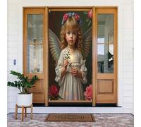 Decorazioni per porte - Simpatica stampa con angelo n. 66 striscioni per porte autunnali e invernali, per la primavera, l'estate, da appendere, per esterni e interni, decorazione da parete, 1,8 x 0,9
