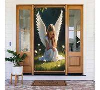 Decorazioni per porte - Simpatica stampa con angelo n. 73 striscioni per porte autunnali e invernali, per la primavera, l'estate, da appendere, per esterni e interni, decorazione da parete, 1,8 x 0,9