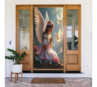 Decorazioni per porte - Simpatica stampa con angelo n. 96 striscioni per porte autunnali e invernali, per la primavera, l'estate, da appendere, per esterni e interni, decorazione da parete, 1,8 x 0,9