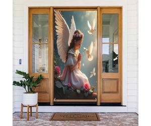 Decorazioni per porte - Simpatica stampa con angelo n. 96 striscioni per porte autunnali e invernali, per la primavera, l'estate, da appendere, per esterni e interni, decorazione da parete, 1,8 x 0,9