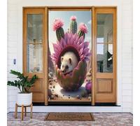 Decorazioni per porte - Simpatica stampa con cactus e riccio n. 158 striscioni per porte autunnali e invernali, per la primavera, l'estate, da appendere, per esterni e interni, decorazione da parete