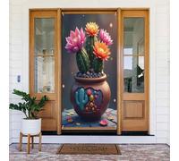 Decorazioni per porte - Simpatica stampa con cactus n. 45 striscioni per porte anteriori primaverili ed estive, per autunno e inverno, da appendere, per esterni e interni, 1,8 x 0,9 m