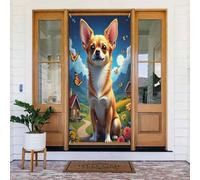 Decorazioni per porte - Simpatica stampa con farfalla e cane n. 21 striscioni per porta primaverile estate per davanti, cartello autunnale invernale, sfondo da appendere per esterni e interni