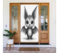 Decorazioni per porte - Simpatica stampa con pipistrello cenere n. 6 striscioni per porte autunnali e invernali, per la primavera e l'estate, sfondo da appendere per esterni e interni, decorazione da