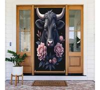 Decorazioni per porte - Simpatica stampa con toro onice n. 76 striscioni per porte autunnali e invernali, per la primavera e l'estate, da appendere, per esterni e interni, 1,8 x 0,9 m