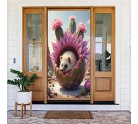 Decorazioni per porte - Simpatica stampa di cactus e riccio n. 158 striscioni per porta primaverile estate per davanti, autunno inverno, cartello da appendere per esterni e interni, decorazione da