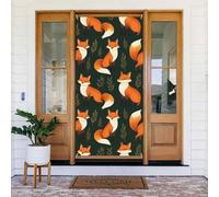 Decorazioni per porte - Simpatica stampa di volpe in stile cartone animato autunno inverno banner per porta anteriore, copertura per cartelli primaverili estivi da appendere per esterni e interni