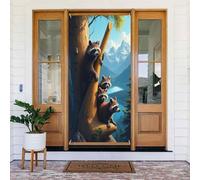 Decorazioni per porte - Simpatica stampa procione ruscello n. 71 striscione per porta primaverile estate per davanti, cartello autunnale invernale da appendere per esterni e interni, decorazione da