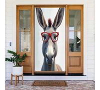 Decorazioni per porte - Simpatica stampa realistica con asino n. 14 striscioni per porte autunnali e invernali, per la primavera e l'estate, da appendere, per esterni e interni, decorazione da parete