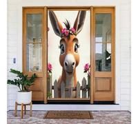 Decorazioni per porte - Simpatica stampa realistica con asino n. 8 striscioni per porte autunnali e invernali, per la primavera e l'estate, sfondo da appendere per esterni e interni, decorazione da