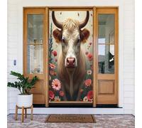 Decorazioni per porte - Simpatica stampa toro n. 72 striscioni per porte autunnali e invernali, per la primavera e l'estate, sfondo da appendere per esterni e interni, decorazione da parete, 1,8 x 0,9