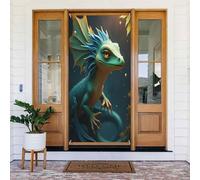 Decorazioni per porte - Simpatica stampa verde lucertola n. 398 striscioni per porte autunnali e invernali, per la primavera e l'estate, da appendere, per esterni e interni, 1,8 x 0,9 m