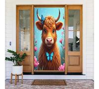 Decorazioni per porte - Simpatica stampa vitello cacao n. 73 banner per porta autunno inverno per davanti, copertura per cartello primaverile estivo da appendere per esterni e interni, decorazione da