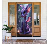Decorazioni per porte - Simpatico drago viola stampa n. 814 banner per porta autunno inverno per davanti, copertura per cartello primaverile estivo da appendere per esterni e interni, decorazione da